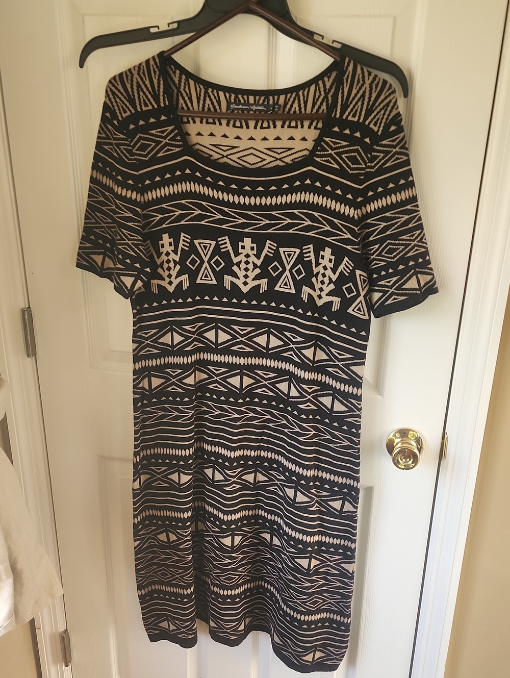 Gudrun Sjoden Black & Cream Tribal-Print Scoop-Neck Dress